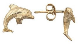14K Yellow Gold Dolphin Stud Earrings - £83.17 GBP