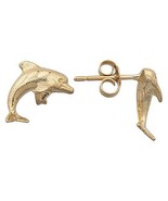 14K Yellow Gold Dolphin Stud Earrings - $110.99