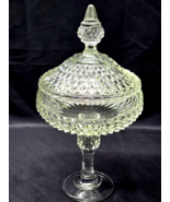 Vintage INDIANA GLASS 12&quot; Covered Compote DIAMOND POINT - Clear Glass Ca... - $27.81