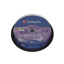 Verbatim 43666 8.5GB 8x DVD+R Double Layer Matt Silver 10 Pack Spindle  - $53.00