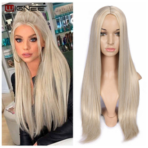 Blonde Straight Synthetic Wig Ombre Hair For Women Middle Part Hair - £39.11 GBP