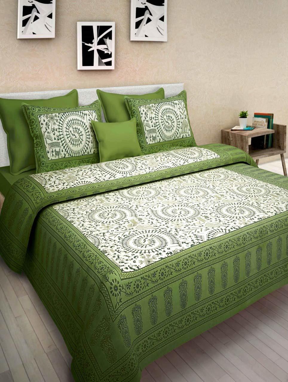 Rastogi Handicrafts Double Bedsheet Queen Size Tapestry Printed with 2 P... - $21.55