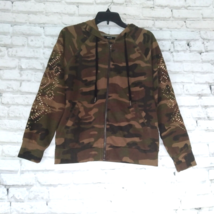 Miss Me Womens Small Camo Hoodie Embroidered Embellished Studded Full Zip - $34.98