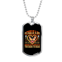Dark to Read Heart Necklace Stainless Steel or 18k Gold Dog Tag 24&quot; Chain - £38.16 GBP+