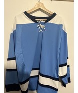 MENS Medium Blank Vintage Blue Pittsburgh Penguins Lace-Up Hockey Jersey - £39.89 GBP