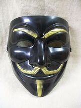 Economy Black &amp; Gold V For Vendetta Costume Face Mask Guy Fawkes Crowd D... - $12.41 CAD