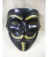 Economy Black &amp; Gold V For Vendetta Costume Face Mask Guy Fawkes Crowd D... - €7,55 EUR