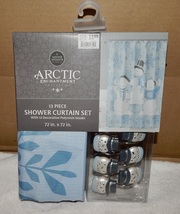 Shower Curtain Set 13 pc Snowman 72&quot;x72&quot; Arctic Enchantment Polyresin Hooks 252G - £8.42 GBP