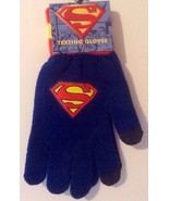 SUPERMAN Touch Screen TEXTING Stretchy Knit Gloves One Size Fits Most NEW - £10.11 GBP