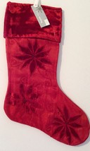 Holiday Poinsettia Design Christmas Stocking - Elegant Holiday Decor NEW - £7.22 GBP