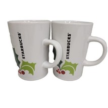 2 Starbucks Coffee Mugs 2011 Christmas Holiday Ceramic Holly Berry Cups - £14.78 GBP