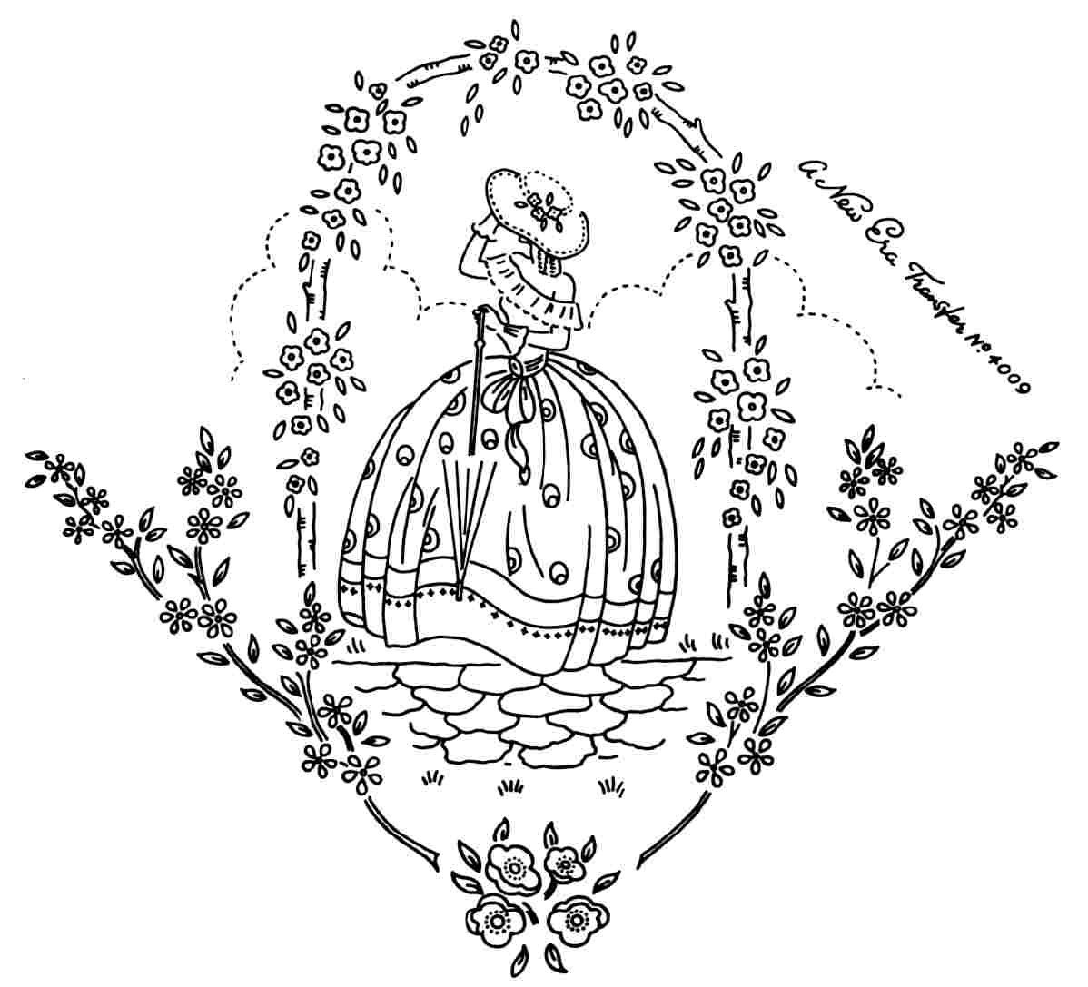 Primary image for Crinoline Lady embroidery transfer NE4009