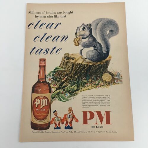 1950 PM De Luxe Blended Whiskey 86 Proof Grain Neutral Spirits Vintage P... - $8.50