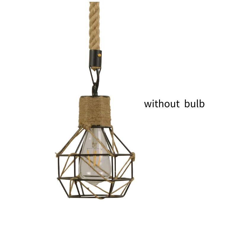 Vintage Hemp Rope Pendant Lamp Creative Restaurant Living Room Lighting Decorati - £169.06 GBP