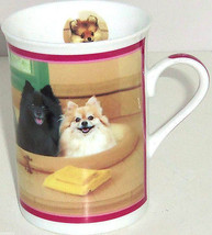 Pomeranians Coffee Mug Bath Time Dog Puppy Porcelain Danbury Mint Retired - £19.94 GBP