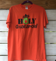 Fun Sombrero on Avocado Holy Guacamole T-Shirt M Adult Orange Cotton S/S... - £18.58 GBP