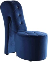 Best Master Furniture High Heel Velvet Shoe Chair with Crystal Studs, Blue - £231.96 GBP