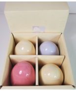 Pottery Barn Luster Ceramic Easter Eggs Purple Pink Yellow 2.75 x 2in Se... - £29.72 GBP