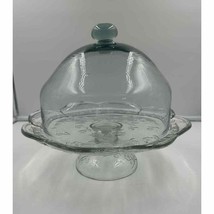 Vintage Pedestal Glass Cake Stand with Dome Holds 12&quot; Cake - £52.10 GBP