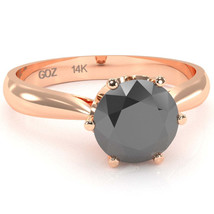 Crown Setting Black Onyx Engagement Ring In 14k Rose Gold - £313.45 GBP
