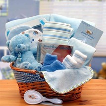 Simply The Baby Basics New Baby Gift Basket- Blue - £74.66 GBP