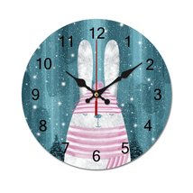 Mondxflaur Lovely Rabbit Wall Clock Non-Ticking Sweep Movement for Livin... - £15.97 GBP+
