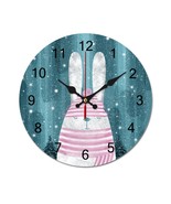 Mondxflaur Lovely Rabbit Wall Clock Non-Ticking Sweep Movement for Livin... - $27.42 CAD+