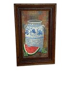 Crock with watermelon oil painting signed by Dorothy Hollinger orginial ... - £13.18 GBP