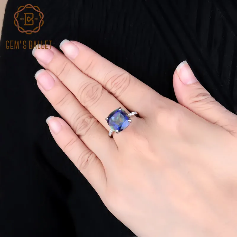 Gem&#39;s Ballet 925  Silver Ring Fine Jewelry  Blueish Mystic Gemstone Rings For Wo - $69.64