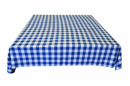58&quot;x120&quot; - Royal Blue - Tablecloth Poplin Gingham Checked Plaid Picnic P... - $51.98