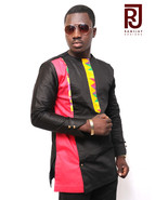 Men&#39;s African Fashion wear Kente Multicoloured Long Sleeve Shirt Men&#39;s C... - $82.12 CAD+