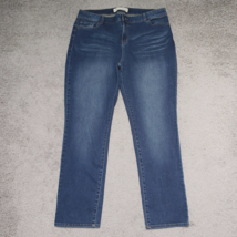 Fashion Bug Women&#39;s Size 16 Mid-Rise Straight Stone Wash Blue Denim Jeans - $16.17