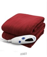 Pure Warmth Microplush Electric Heated Warming Throw Blanket Claret Red - $42.74
