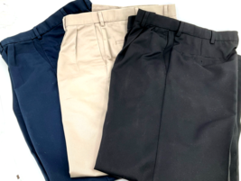 Haggar Hidden Elastic Khaki Pants Mens 36X34 Work To Weekend No Iron Cla... - $34.64
