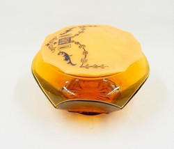 Cambridge Glass Amber Art Deco Dresser Box or Powder Jar Celluloid Lid - £19.76 GBP