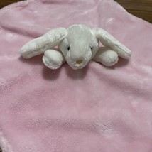 Blankets and Beyond White Bunny Pink Fleece Lovey 14x14.25 - £13.65 GBP
