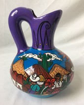 Isidoro Mexico Storytelling Vase Folk Art Handpainted Terracotta Jug Pitcher - £22.34 GBP