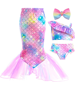 Girls Swimsuit 3 Piece Bathing Suits Flounce Ruffle Tankini Set Beach Sw... - $632.03 MXN