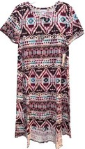 NWT LuLaRoe Medium White Pink Maroon Blue Brown Aztec Carly Swing Dress - $41.57