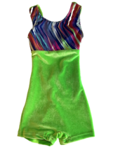 Girls Motionwear Velour Biketard Green w/ Striped Contrast Size XS (3-4)... - $270.65 MXN