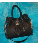 MICHAEL KORS Hamilton Black Leather Shoulder Satchel Bag W/ Padlock &amp; Ke... - $44.00