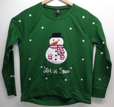 So It Is Size Medium LET IT SNOW Green Christmas Sweatshirt New Womens C... - £38.33 GBP