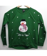 So It Is Size Medium LET IT SNOW Green Christmas Sweatshirt New Womens C... - £38.15 GBP
