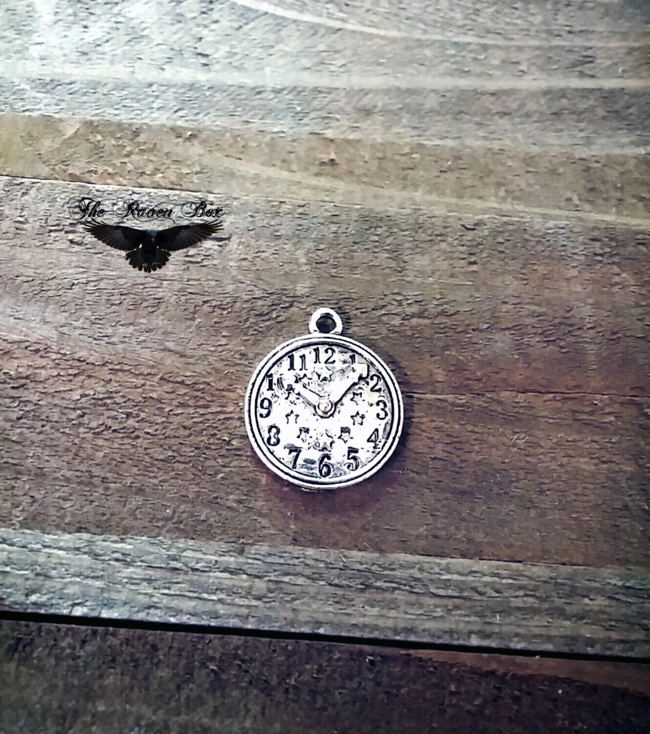 Clock Charm Antiqued Silver Steampunk Pendant Jewelry Making Single Piece - $1.97