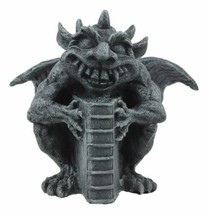 Gothic Guardian Of Bibliography Horned Gargoyle Statue 4.5&quot;Tall Crazy Bo... - $38.71 CAD