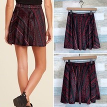 Hollister Velvet Pull On Mini Skirt Burgundy Red Patterned Stretch Women... - £14.02 GBP