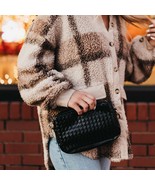 Black Woven Camera Crossbody Bag Block Design Adjustable Strap Tassel - €44,70 EUR