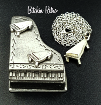 Torino Vintage Pewter Piano Set with Necklace Brooch Earrings and Case - £11.74 GBP