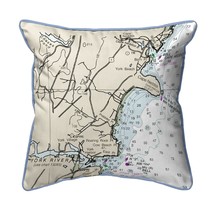 Betsy Drake Cape Neddick, ME Nautical Map Small Corded Indoor Outdoor Pillow - £38.75 GBP
