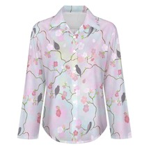 Mondxflaur Flower Floral Women Long Sleeve Shirt Summer Elegant Fashionable - £19.17 GBP